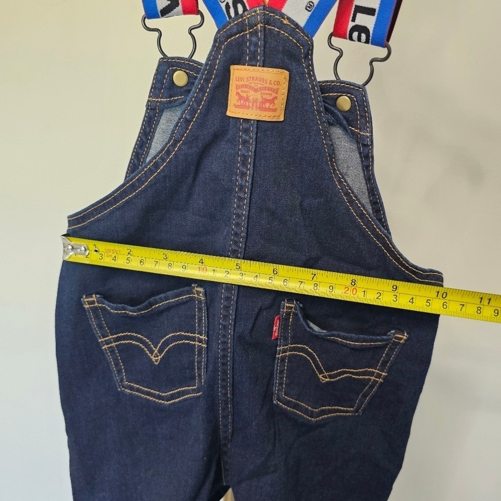 Levi's Baby Denim Shortalls 24M Logo Strap Overalls Dark Wash Cotton‎ 2T - Picture 12 of 15
